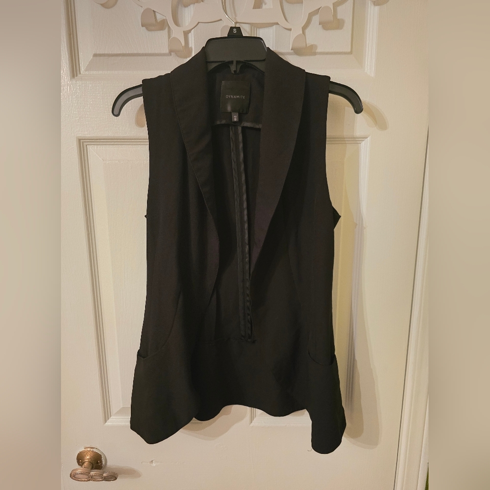 Dynamite Black Tailored Sleeveless Blazer Vest Size S
